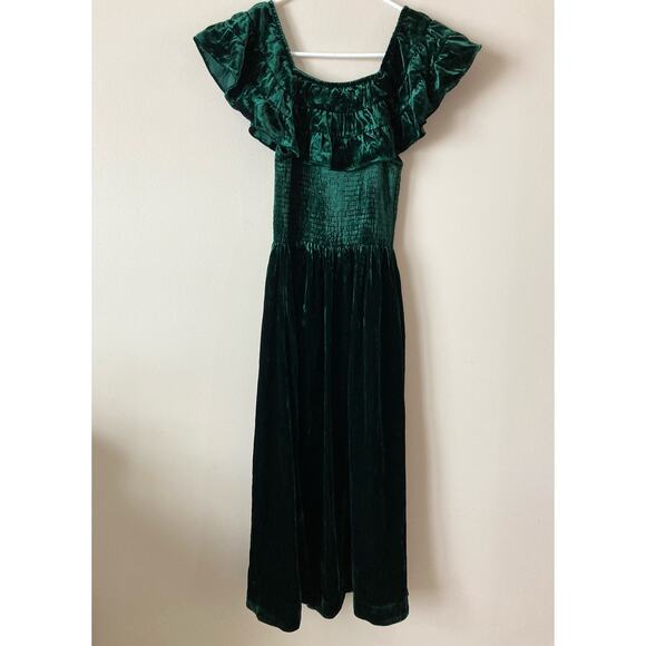 NWT HILL HOUSE HOME Akilah Nap Dress Emerald Velvet XS - Picture 7 of 8